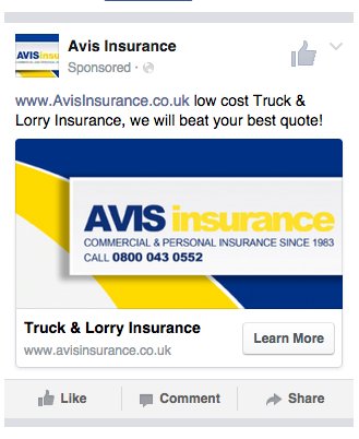 Avis Insurance Facebook Adverts