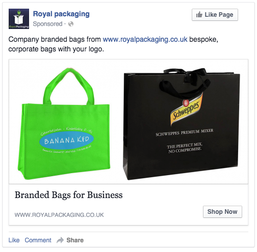 Royal Packaging Facebook Adverts