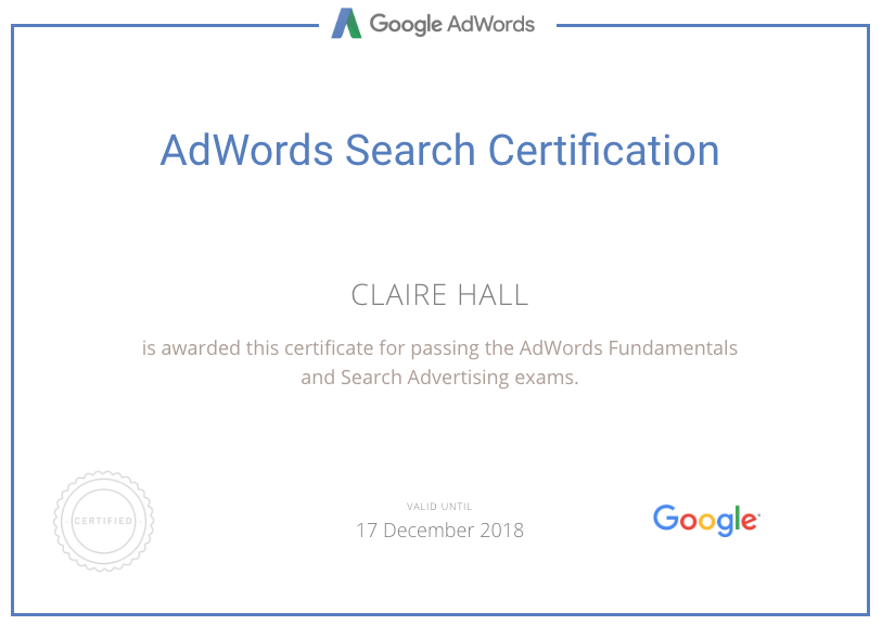 Adwords Certificate