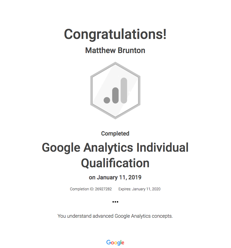 Analytics Certificate