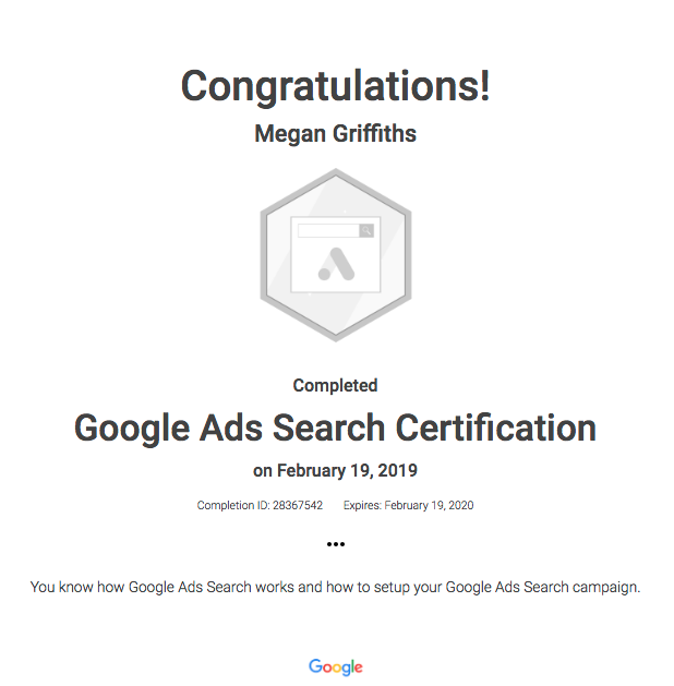 Megan Search Certificate